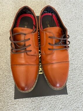 Boys Tan Dress Lace-Up Shoes